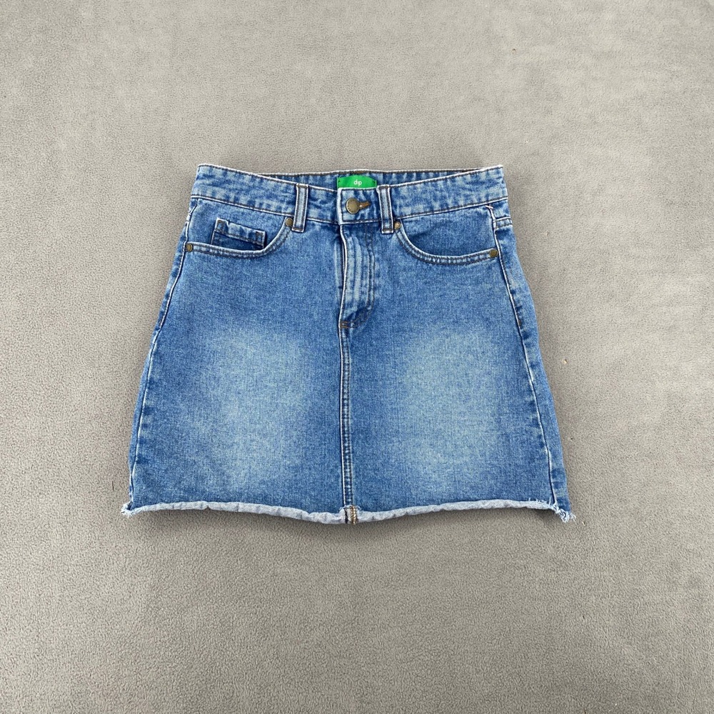 Dip Denim Mini Skirt Medium Wash Raw Hem Blue Size 3